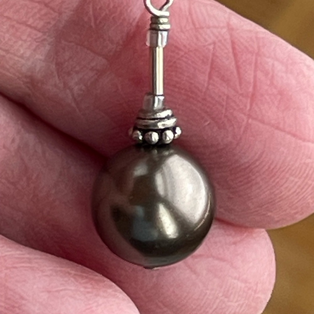 Brown 925 chocolate brown pearl leverback earrings vintage - Picture 4 of 4